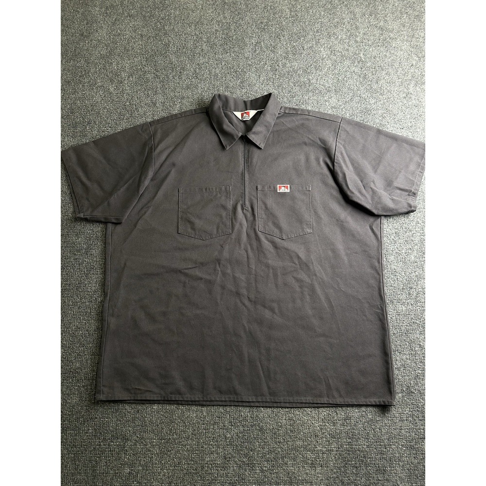 Mens Work Shirt Ben Davis Half Zip Short Sleeve Made in USA Gray, Size 3XL